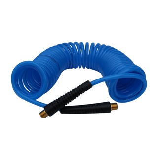 AIR MAX Manguera (Ensamble) Espiral de Poliuretano Azul para Agua-Aire Conexion Macho 1/4"X25' - 120 PSI MAX