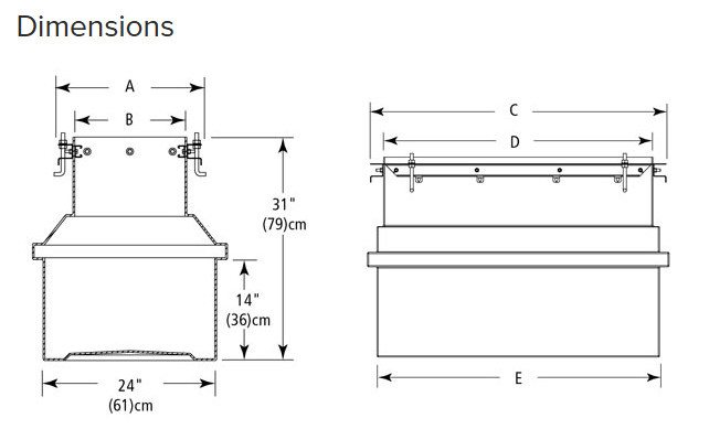 Contenedor para dispensario con entrada de 10" X 36" FLEXWORKS (barras estabilizadoras y valvulas de emergencia se venden por separado)