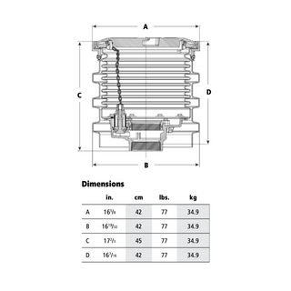 Grafico de OPW Contenedor de Derrames 1C-2200D de 5 Galones Con Valvula de Drenaje (Reparable sin necesidad de romper concreto) 2